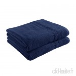Decolicious - Lot de 2 serviettes de toilette draps de bain 100% coton peigné - 550gr/m² - Bleu - 100x150 cm - B077SLDWHB